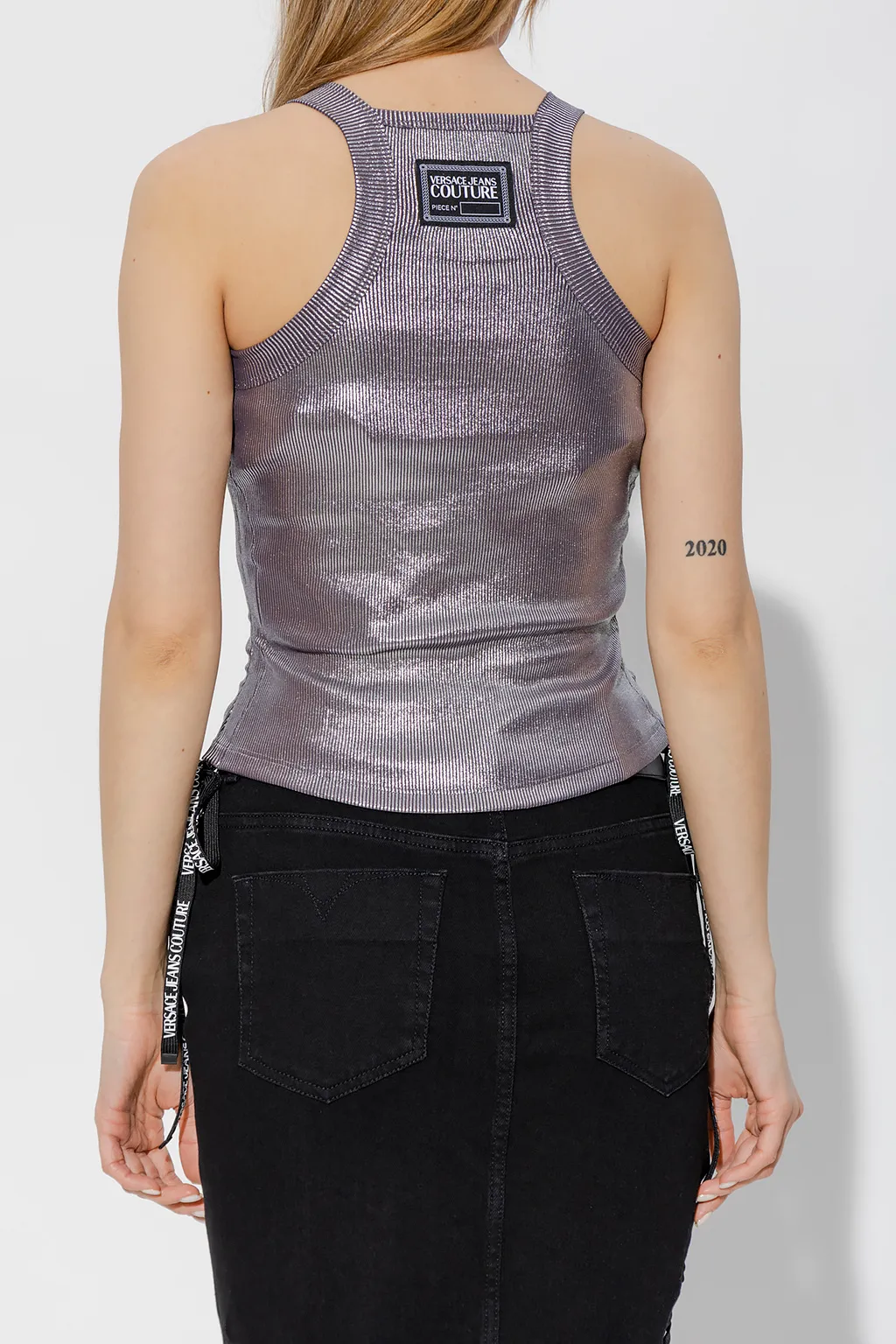 Drawstring-Detail Metallic Vest