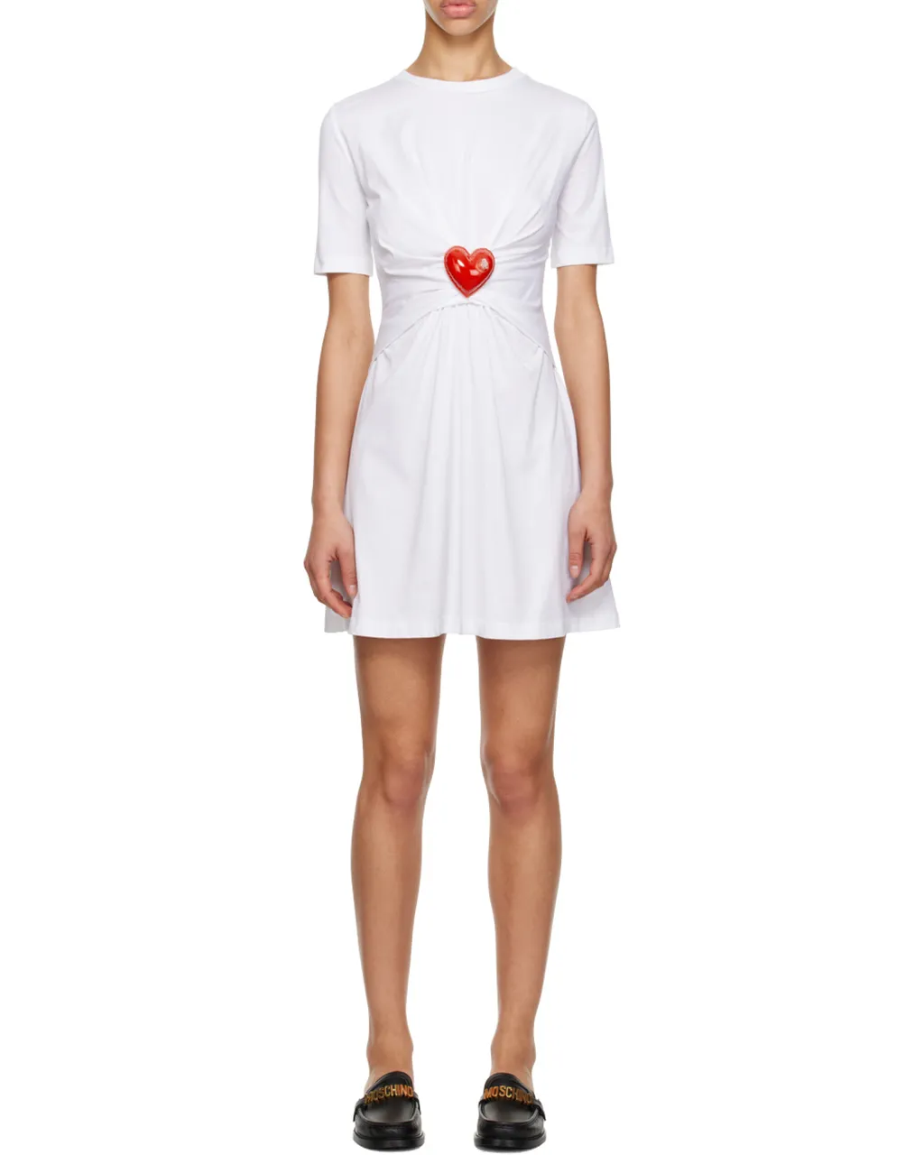 Heart-Shaped Decal Pleated T-Shirt Dress
