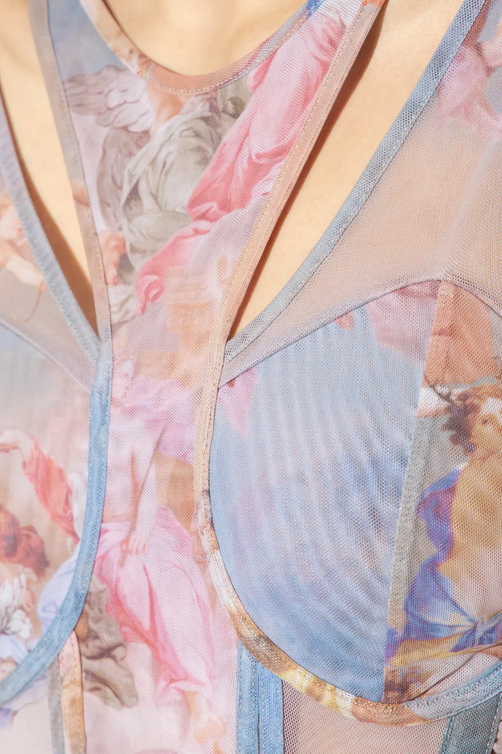 Sky-Print Tulle Bodysuit