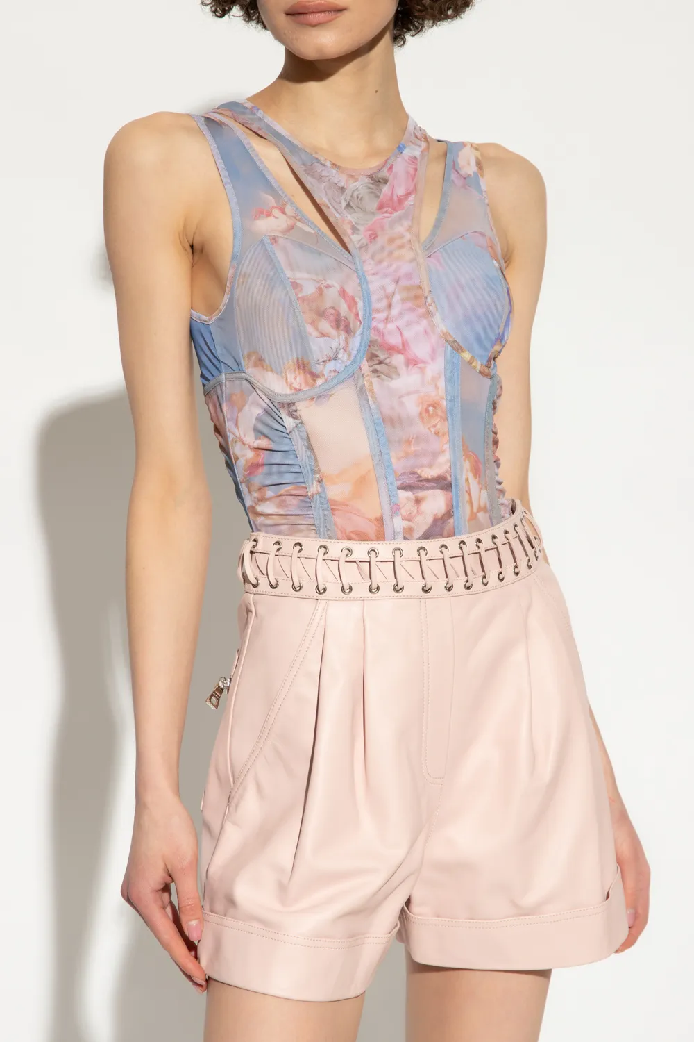 Sky-Print Tulle Bodysuit