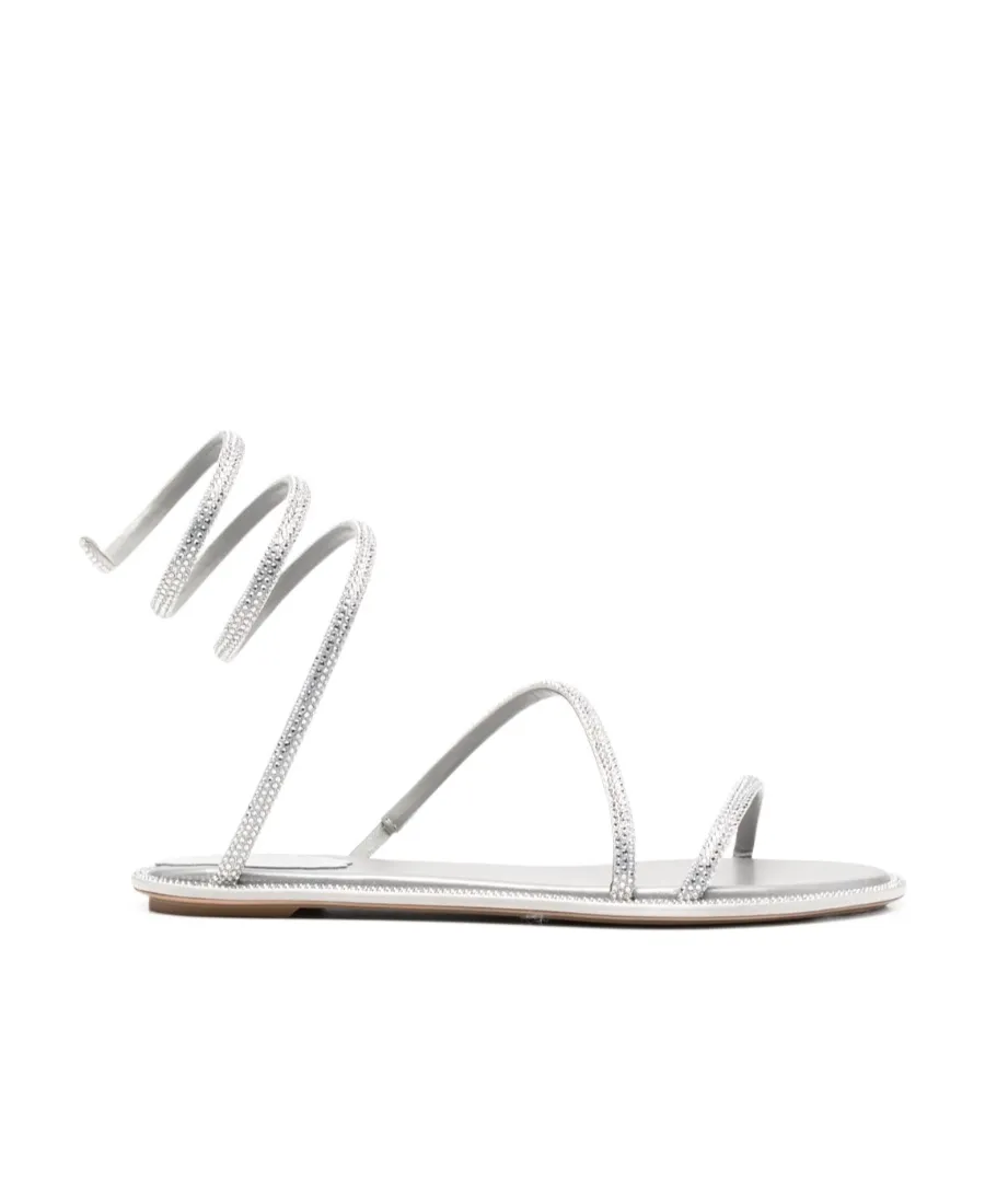 René Caovilla Cleo Embellished Round Toe Flat Sandals