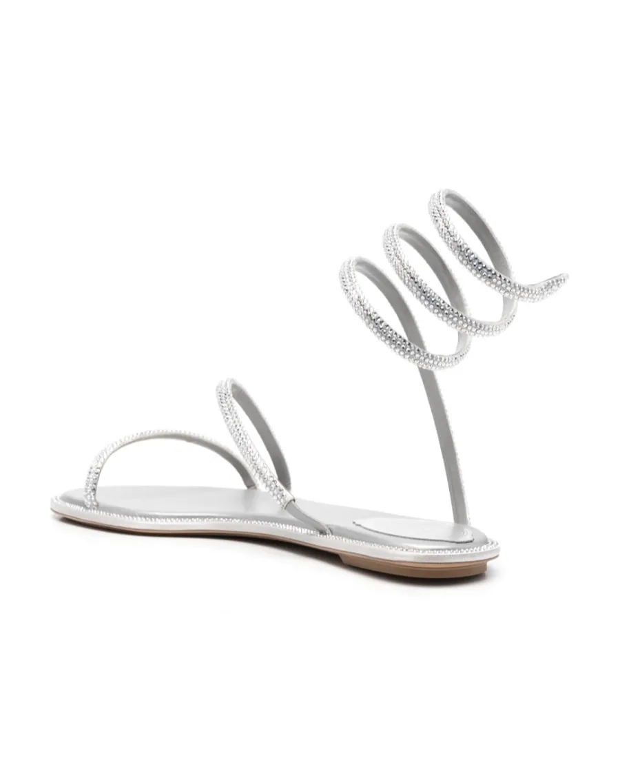 René Caovilla Cleo Embellished Round Toe Flat Sandals