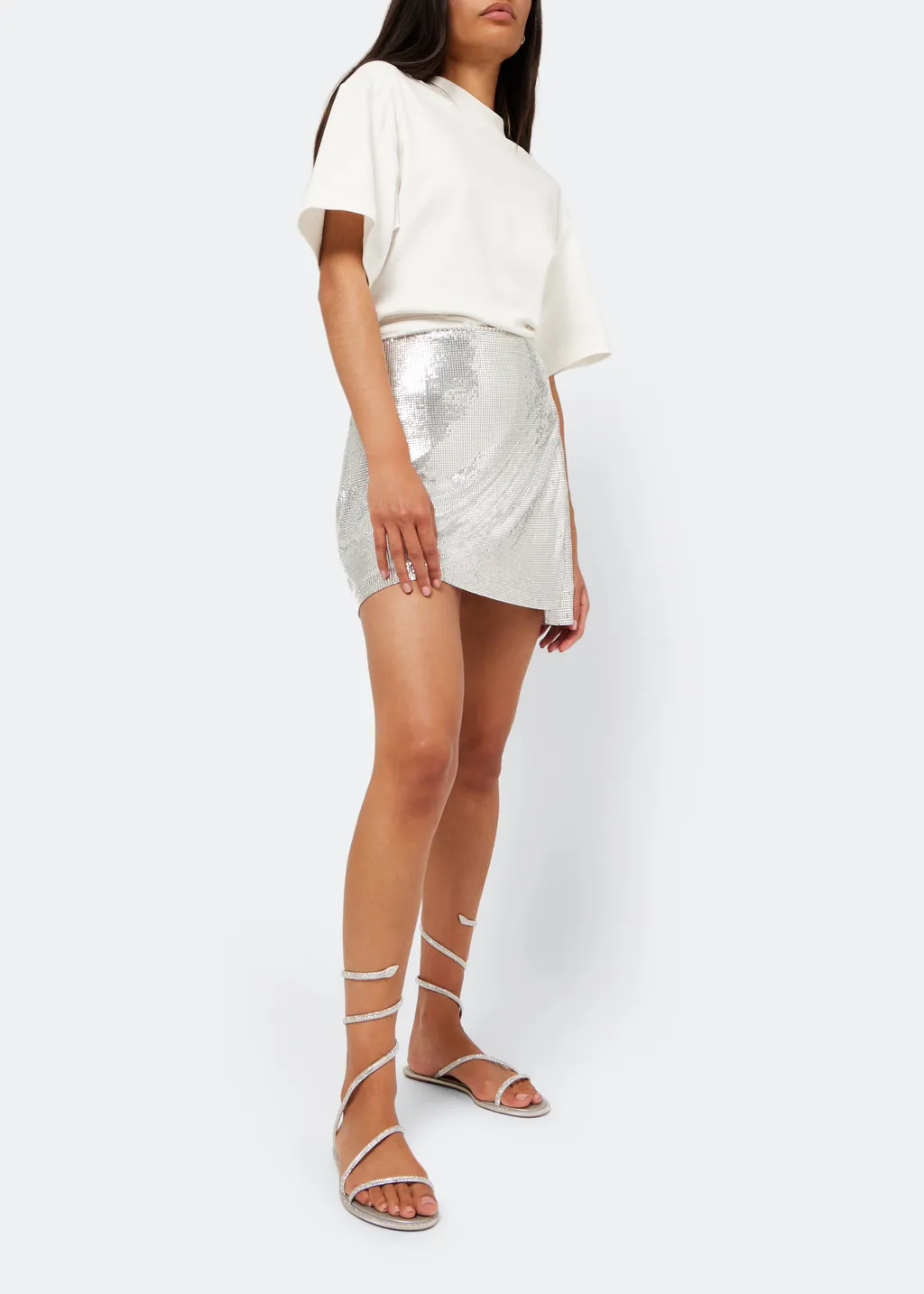 René Caovilla Cleo Embellished Round Toe Flat Sandals