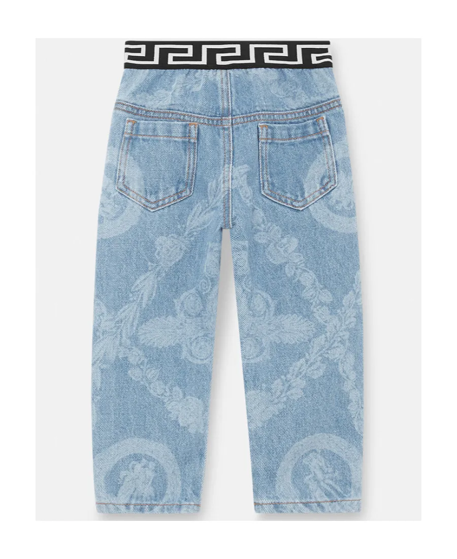 Greca.Print Waistband Jeans