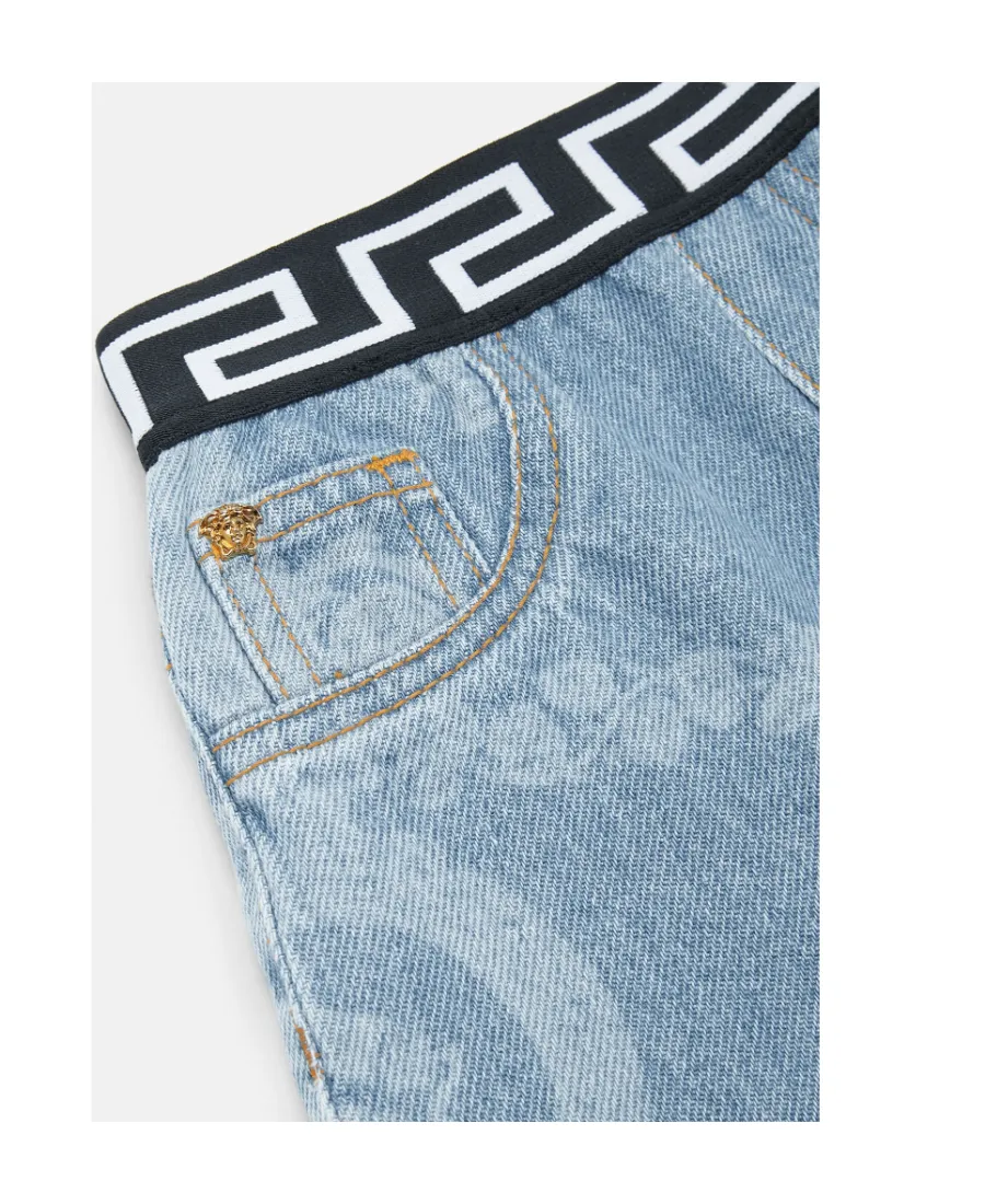 Greca.Print Waistband Jeans