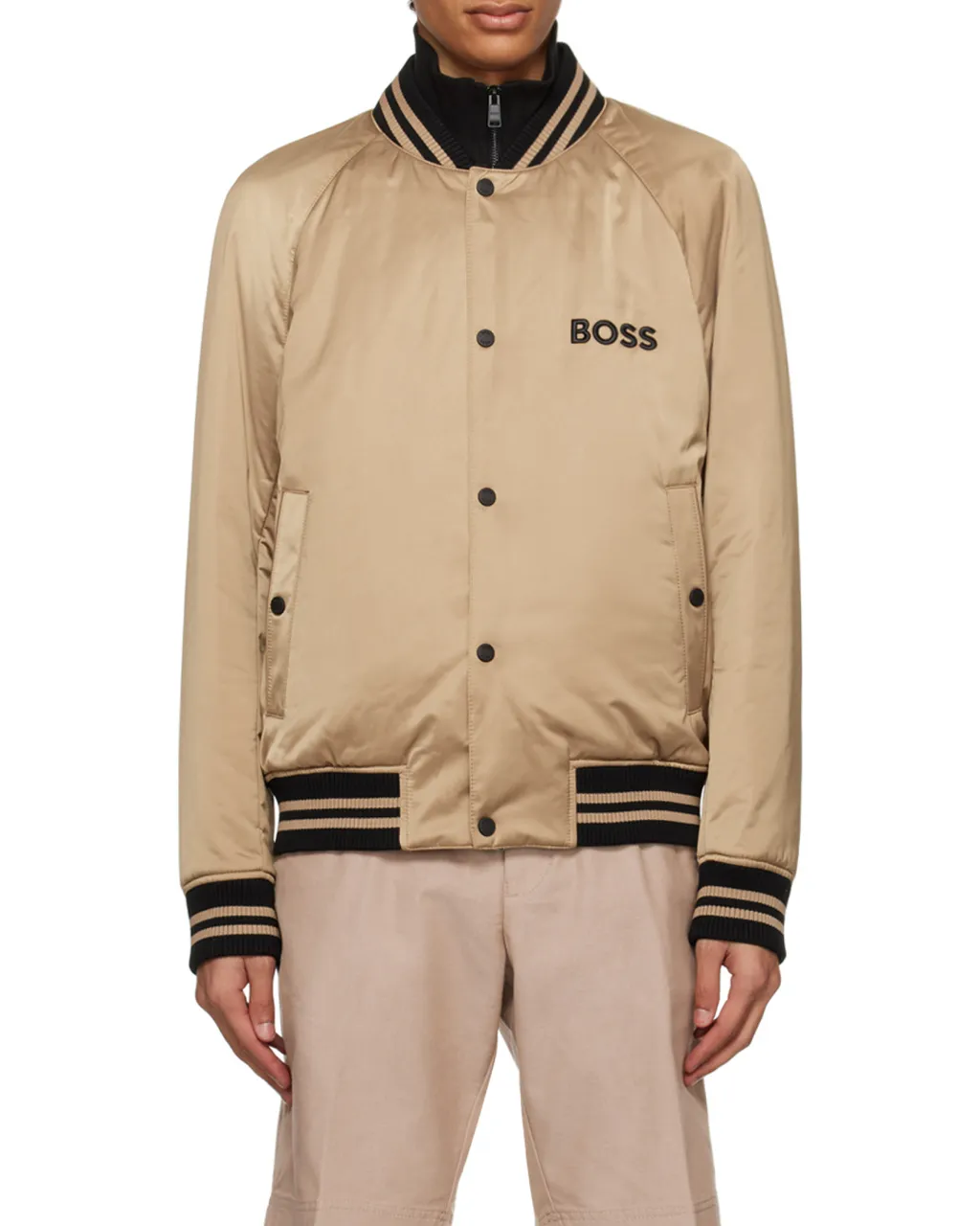Logo-Embroidered Satin Bomber Jacket
