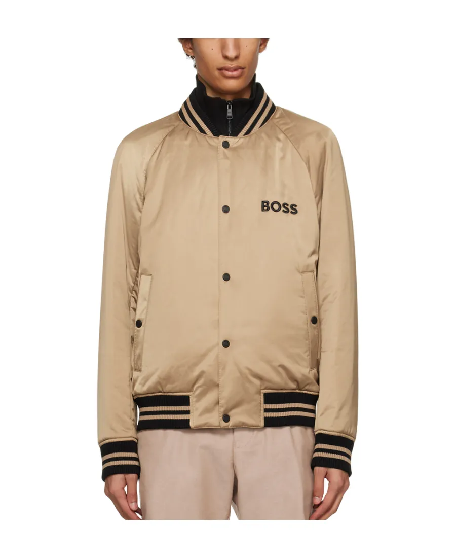 Logo-Embroidered Satin Bomber Jacket