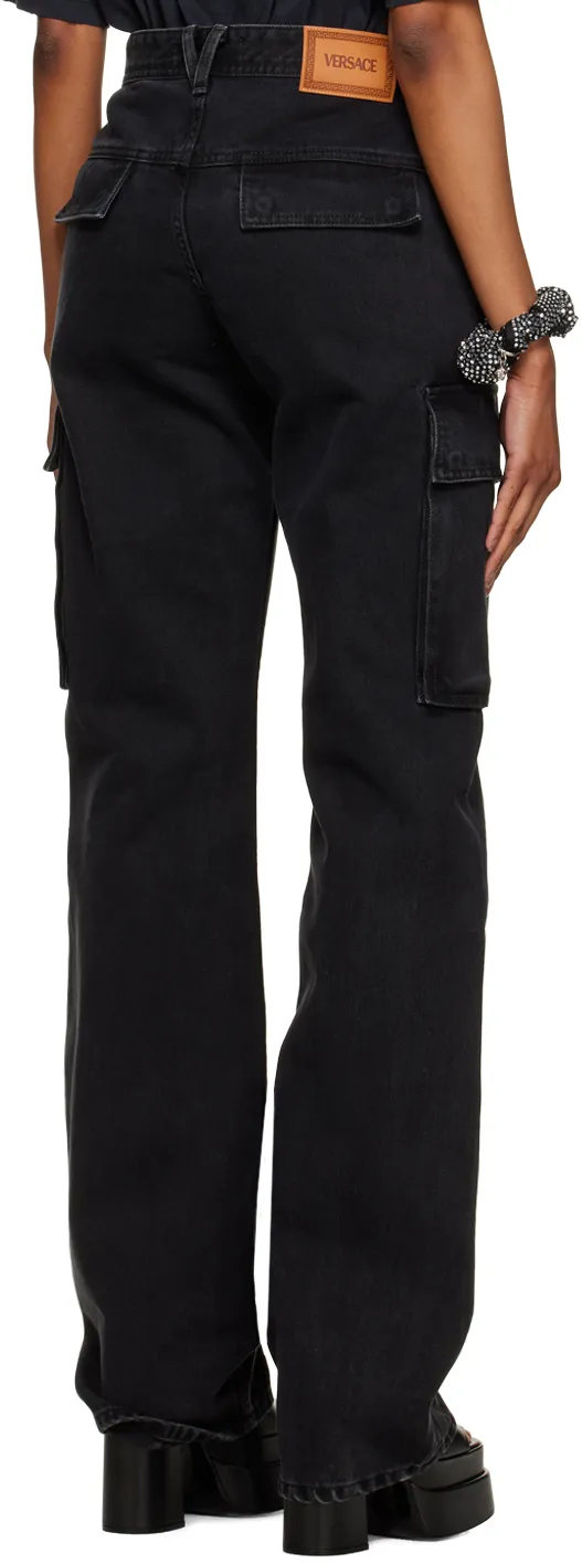 High-Waisted Washed Denim Trousers