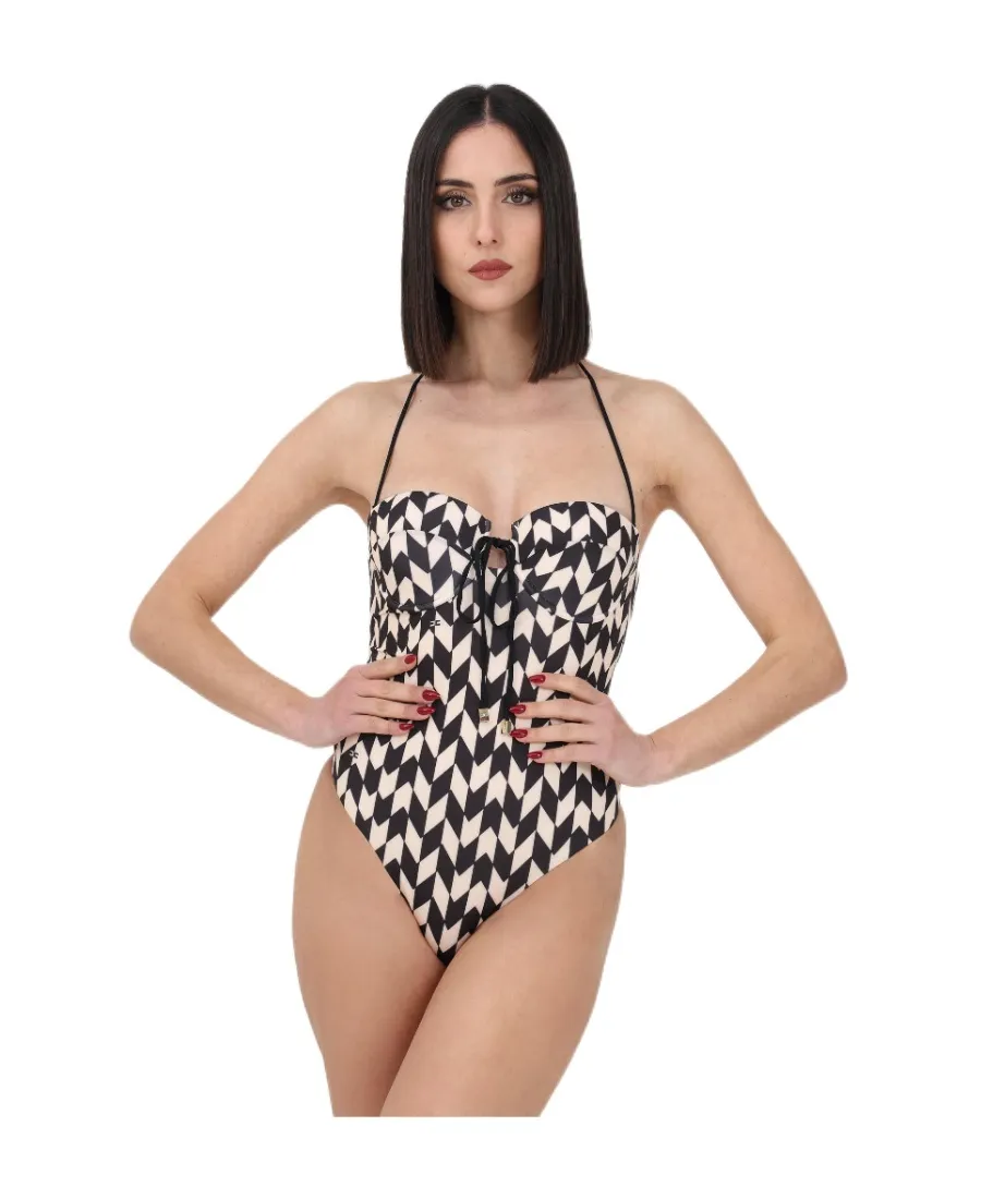 Geometric-Print Swimsuit