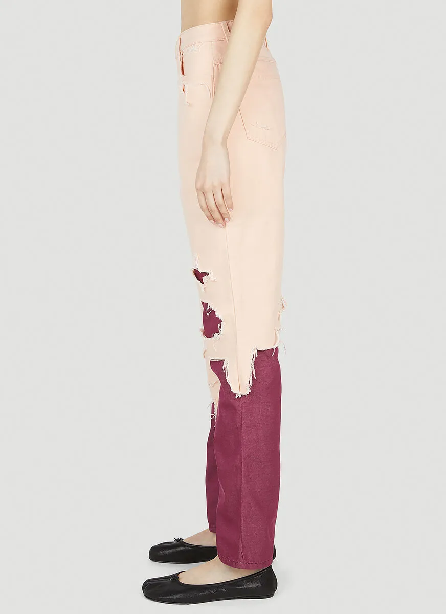 Raf Simons High Waist Distressed Jeans