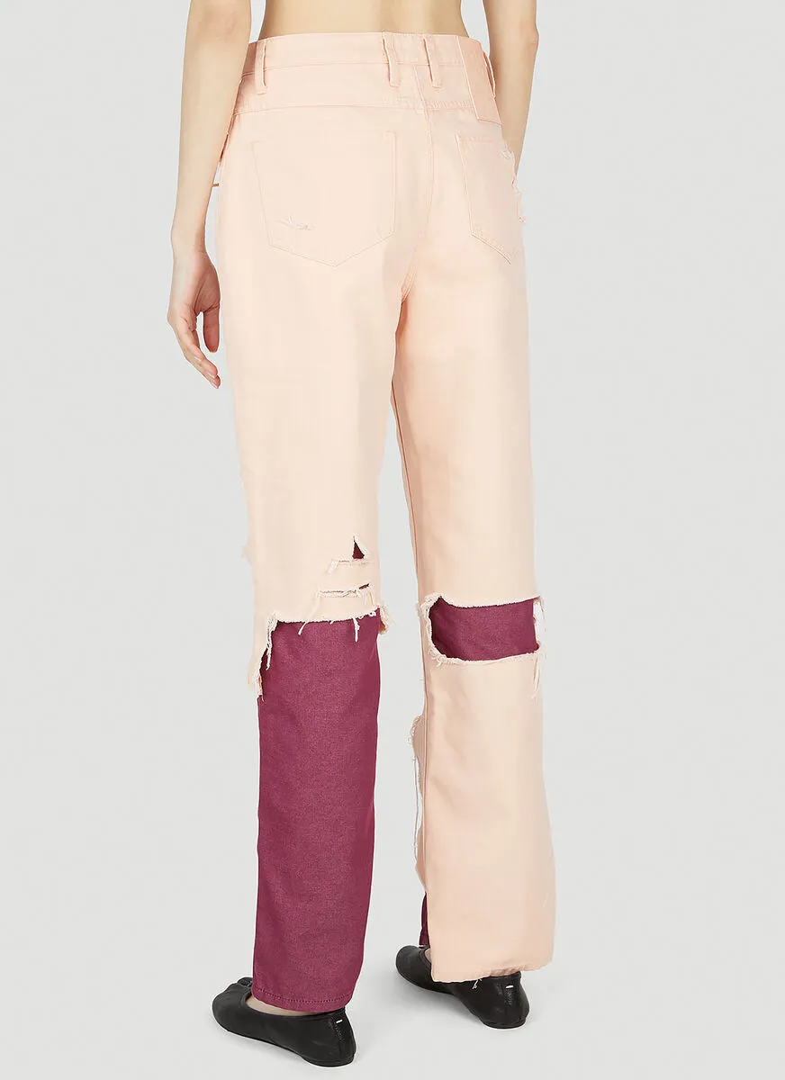 Raf Simons High Waist Distressed Jeans