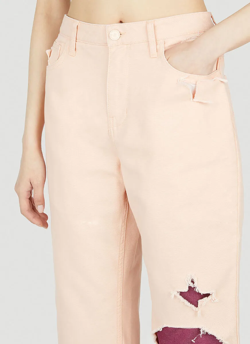 Raf Simons High Waist Distressed Jeans