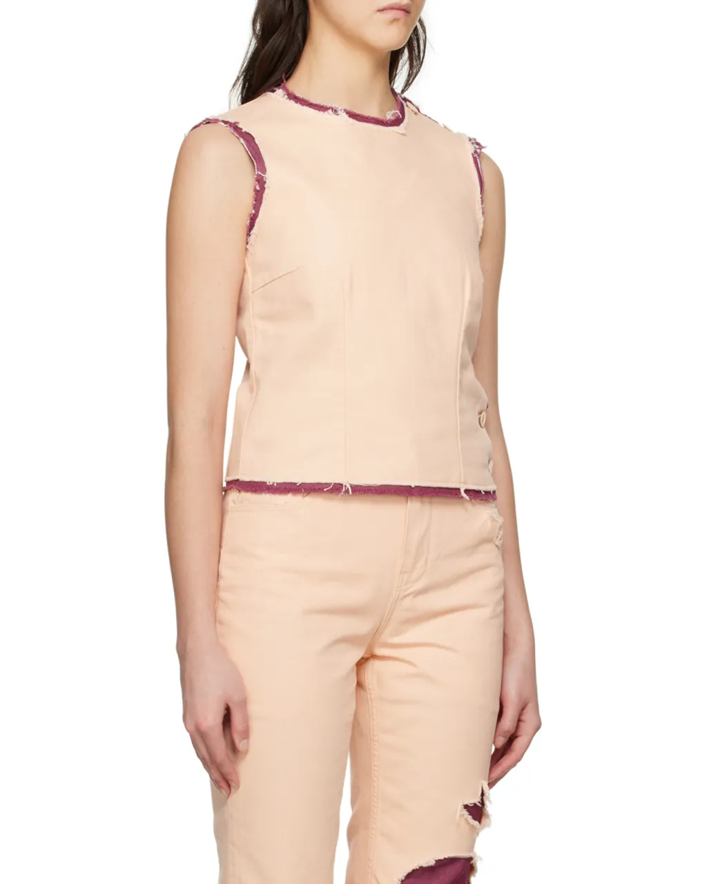 Raf Simons Button Fastened Layered Raw-Cut Hem Tank Top