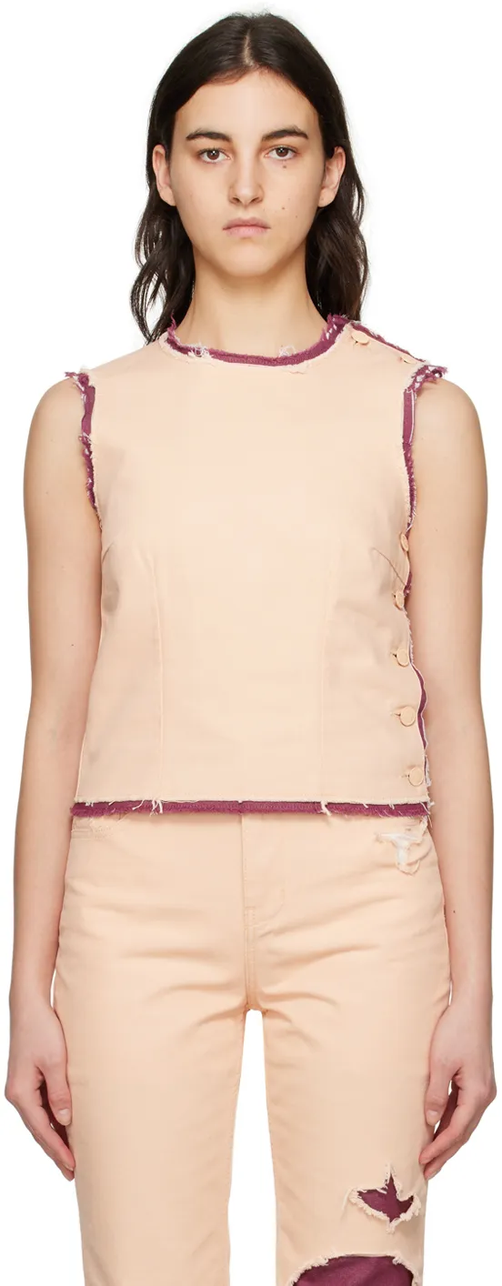 Raf Simons Button Fastened Layered Raw-Cut Hem Tank Top
