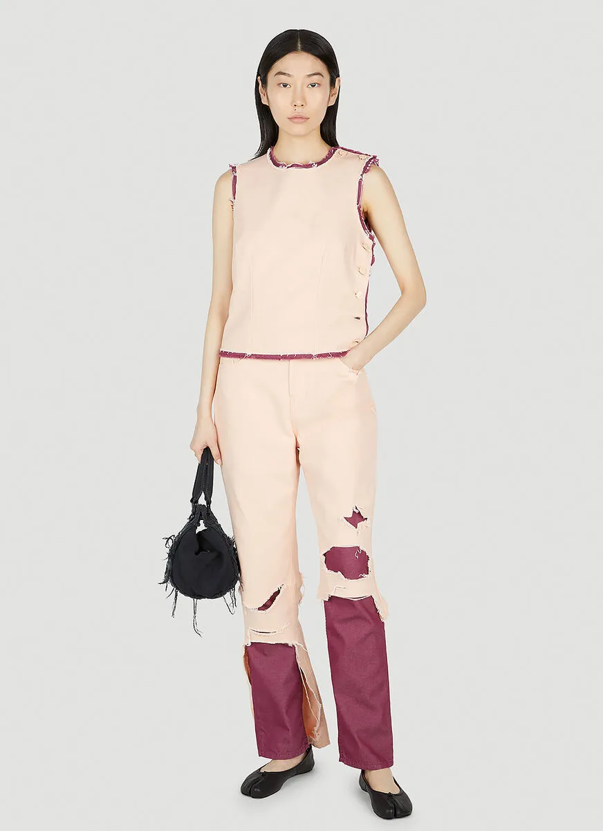 Raf Simons Button Fastened Layered Raw-Cut Hem Tank Top