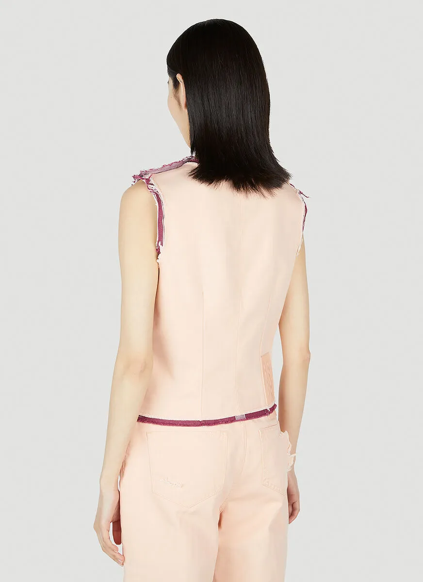 Raf Simons Button Fastened Layered Raw-Cut Hem Tank Top