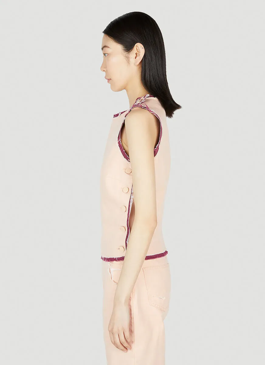 Raf Simons Button Fastened Layered Raw-Cut Hem Tank Top