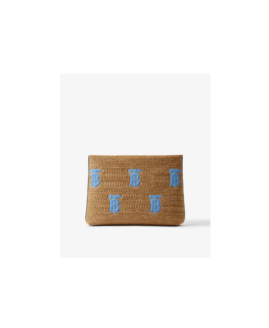 Burberry Monogram Embroidered Zip Clutch Bag