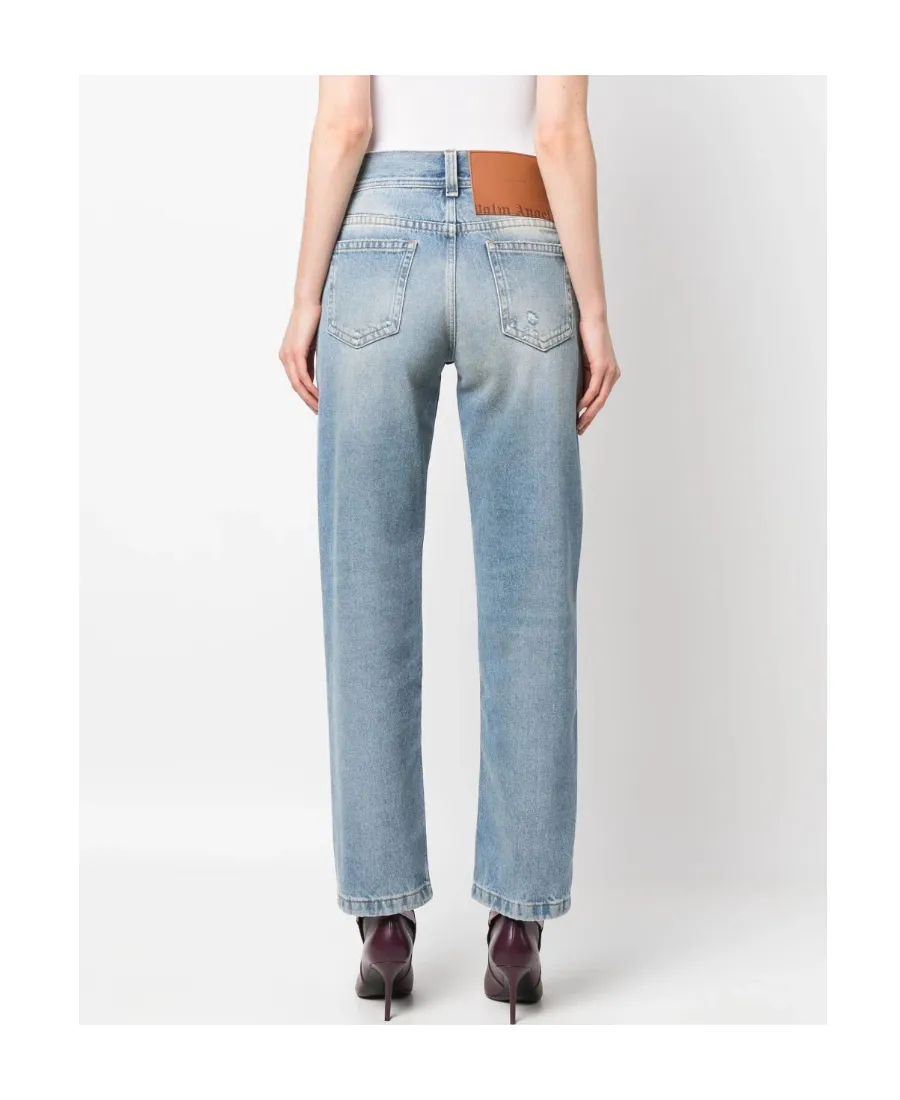 Palm Angels Mid-Rise Distressed Jeans