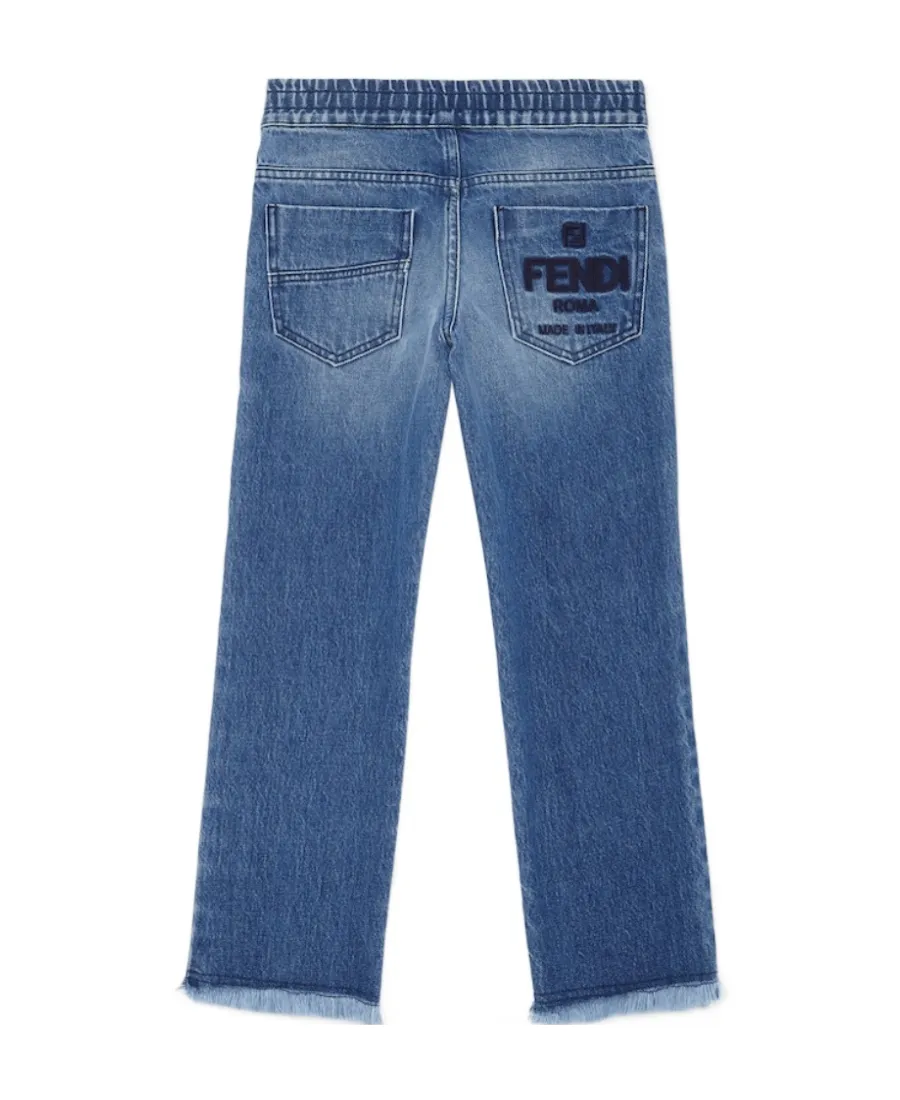Fendi Kids Logo Embroidered Roma Jeans