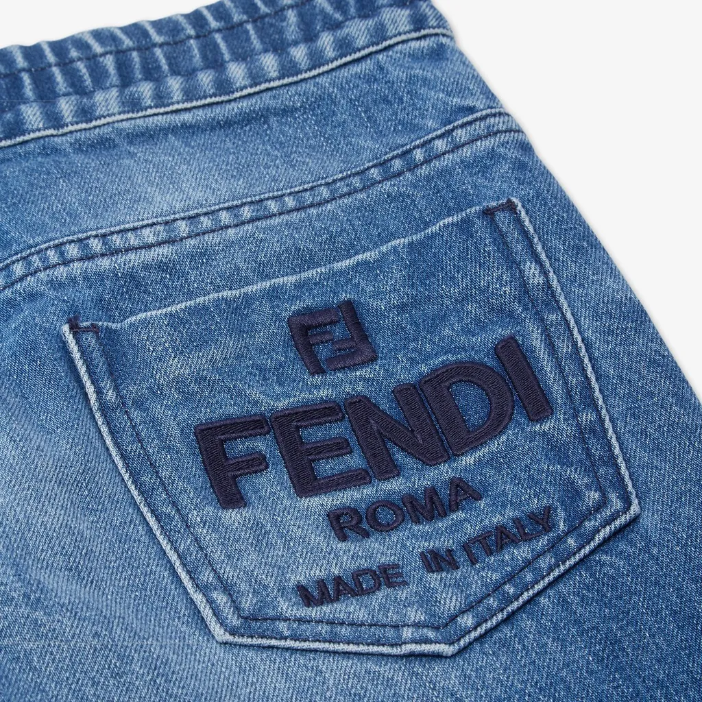 Fendi Kids Logo Embroidered Roma Jeans