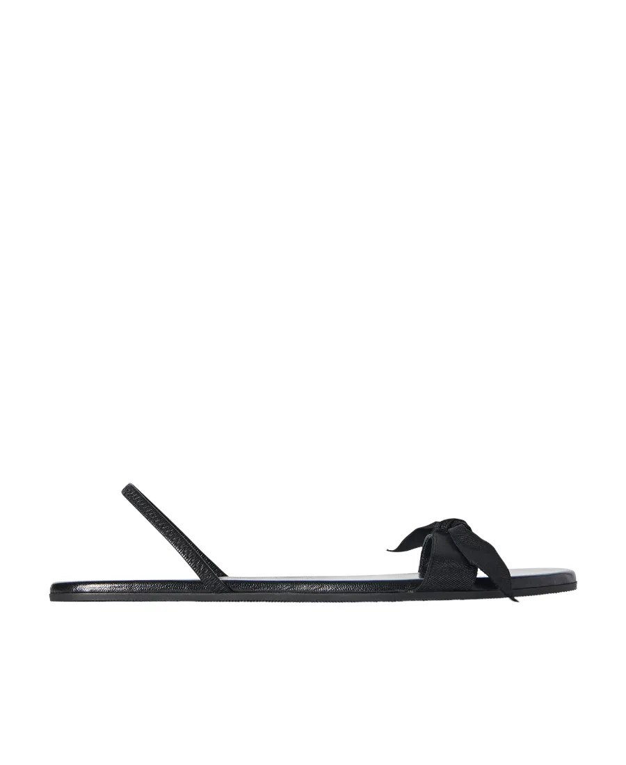 Bow-Embellished Faux-Leather Slingback Sandals