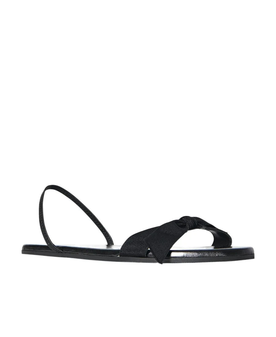 Bow-Embellished Faux-Leather Slingback Sandals
