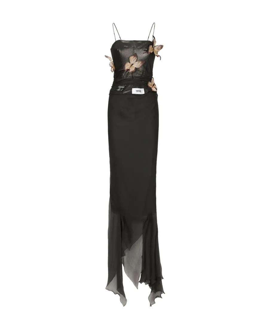 Dolce & Gabbana Kim Butterfly Detailed Long Chiffon Dress