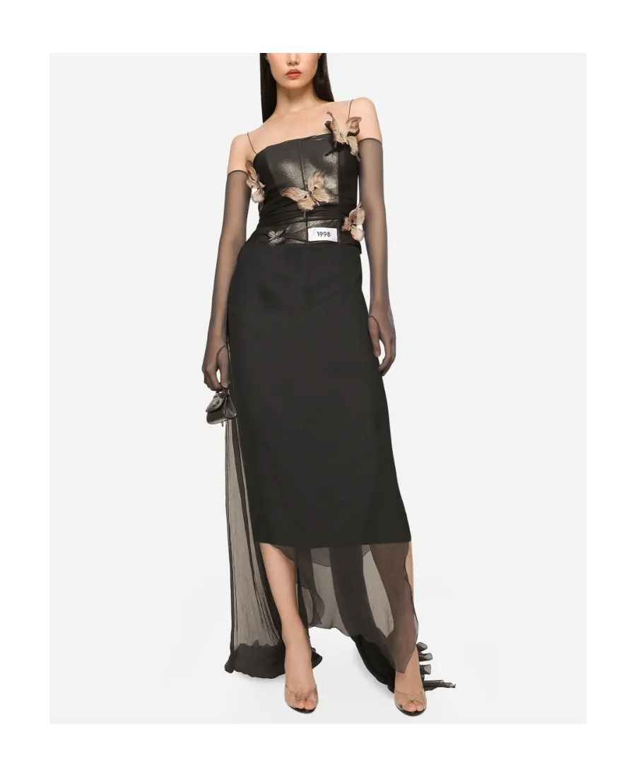 Dolce & Gabbana Kim Butterfly Detailed Long Chiffon Dress