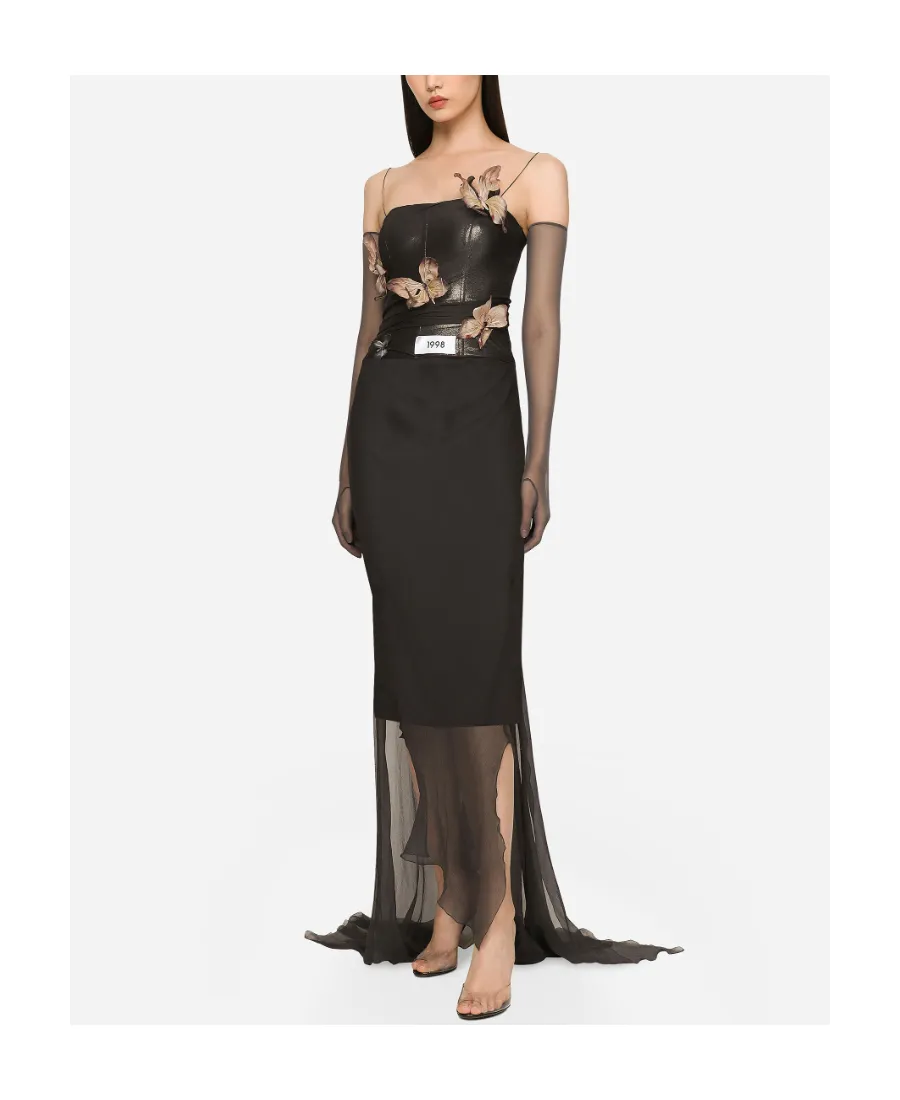 Dolce & Gabbana Kim Butterfly Detailed Long Chiffon Dress
