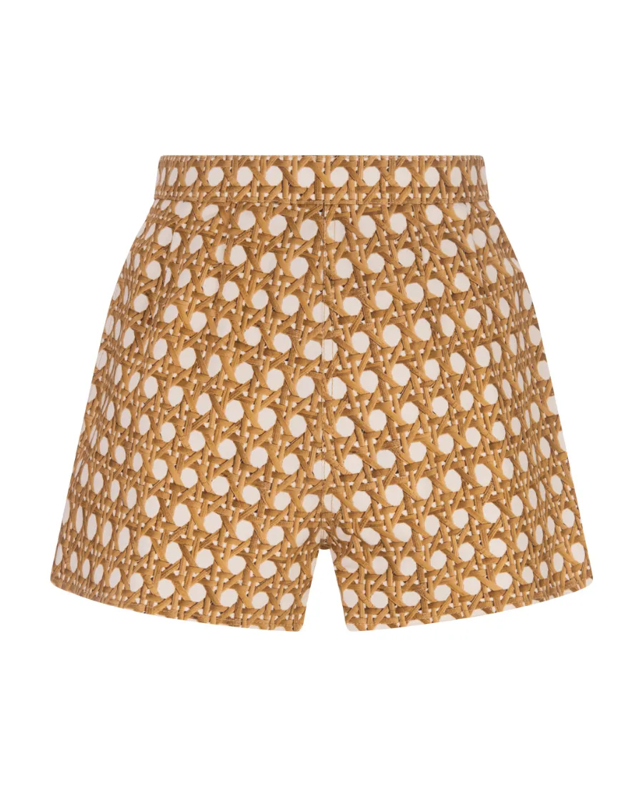 Giambattista Valli Vienna Straw High Waist Pleated Shorts