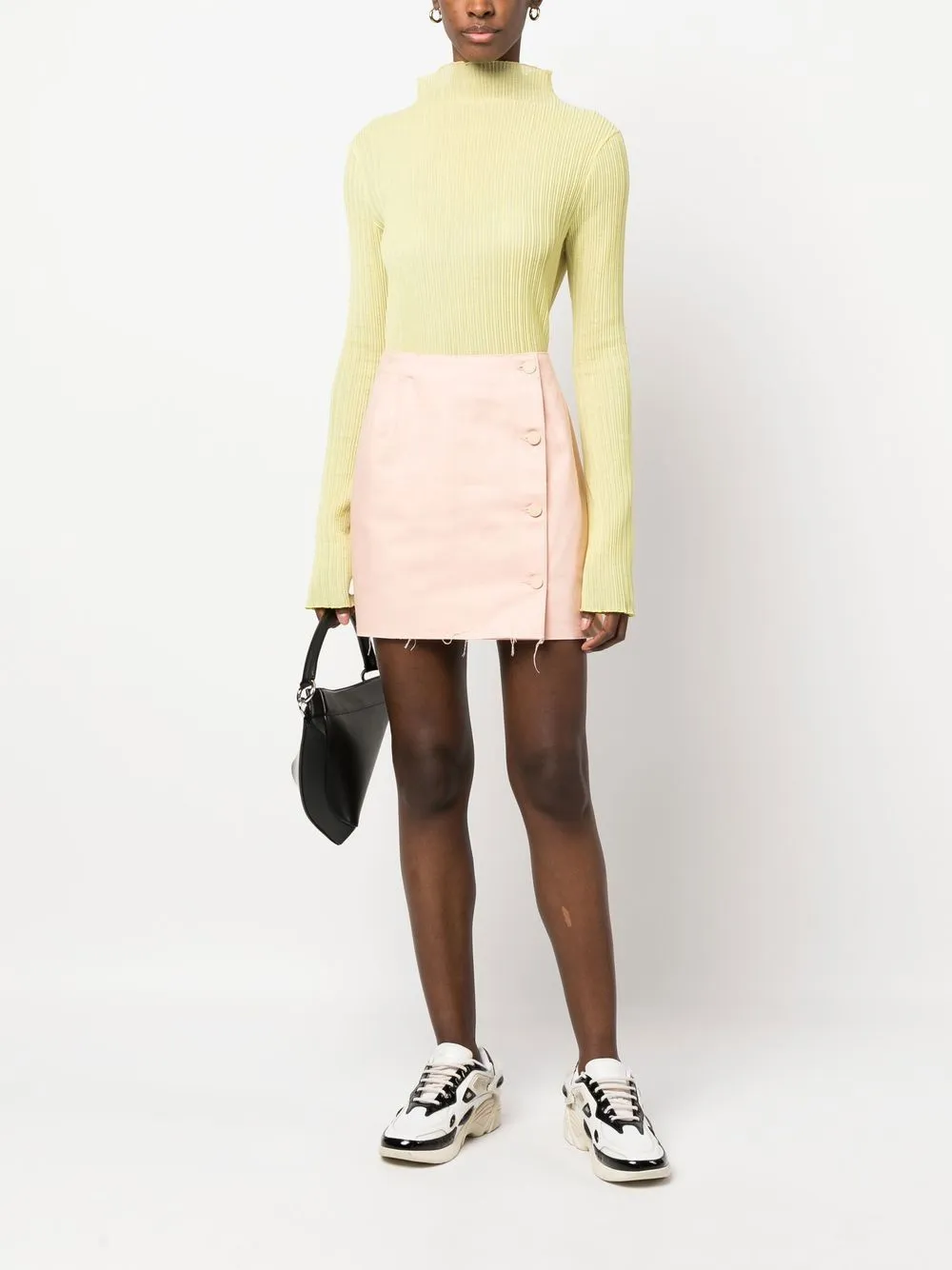 Frayed Cotton Miniskirt