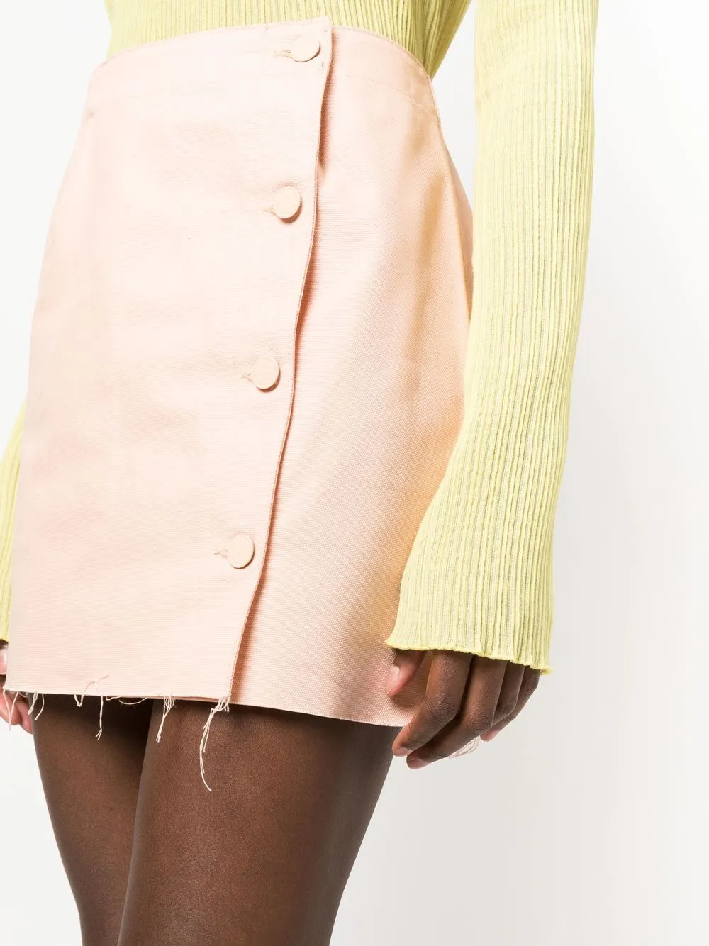 Frayed Cotton Miniskirt