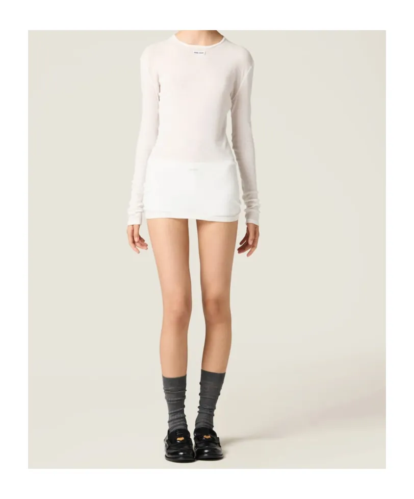 Miu Miu Logo Patch Long Sleeved Top