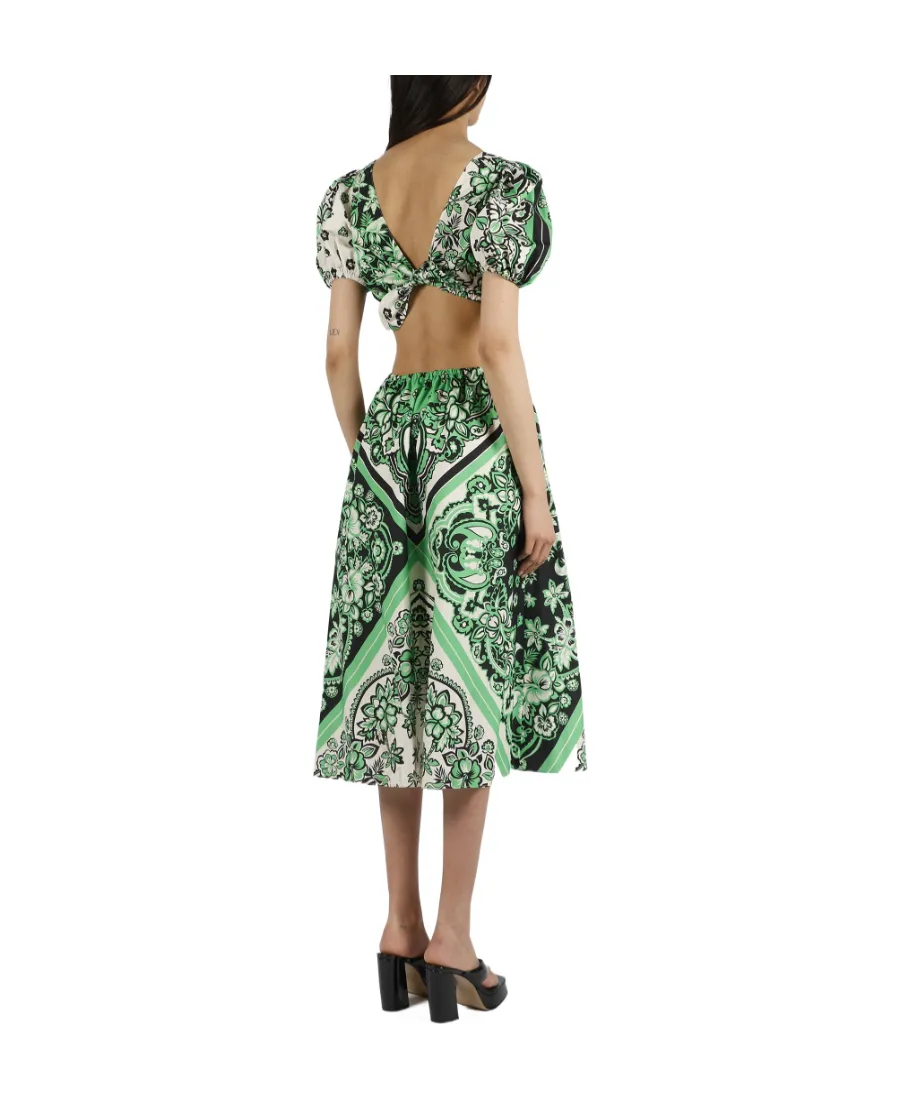 Redvalentino Bandana Printed Poplin Midi Dress