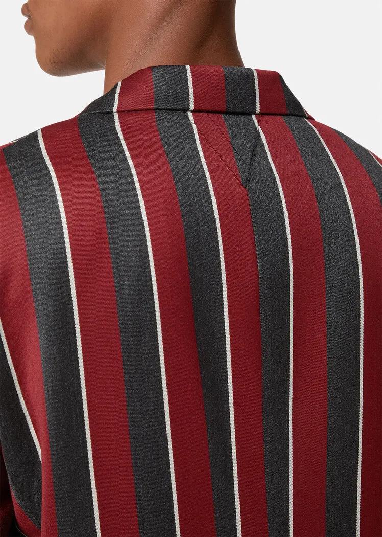 Regimental Stripes-Print Single-Breasted Blazer