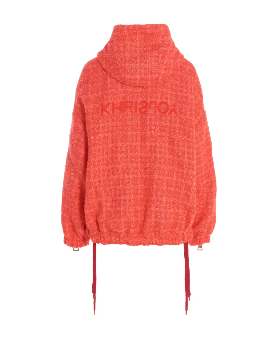 Tweed Drawstring Hood Jacket