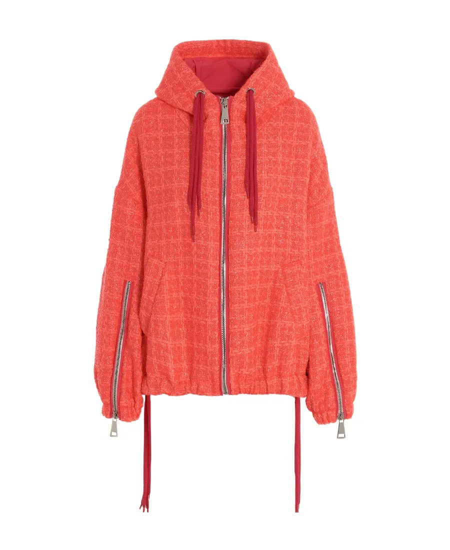 Tweed Drawstring Hood Jacket