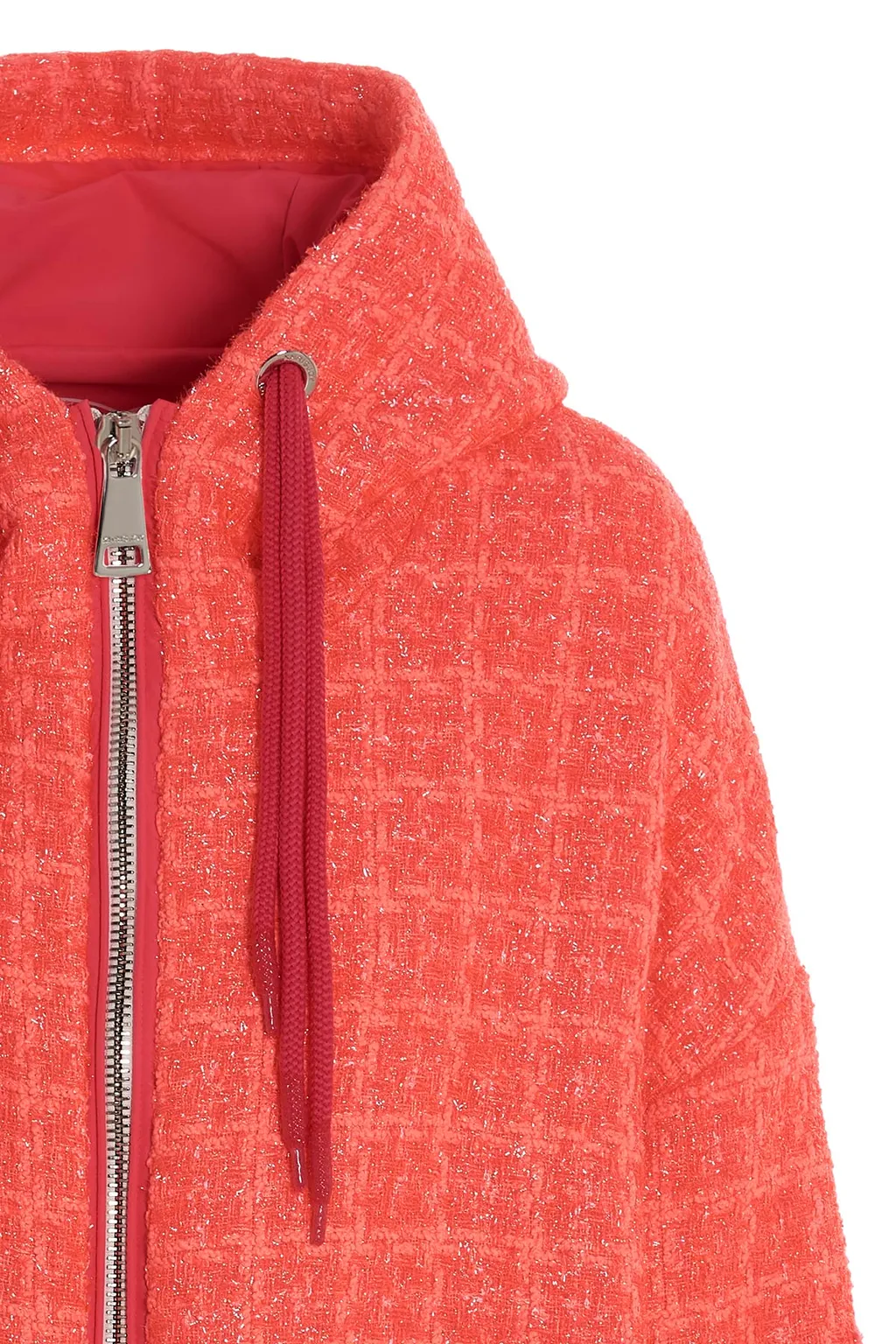 Tweed Drawstring Hood Jacket