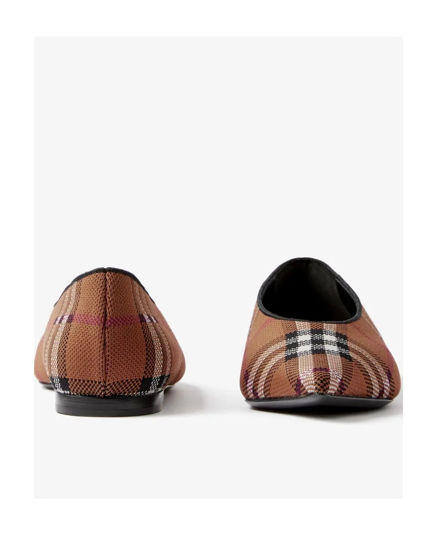 Vintage-Check Pointed-Toe Ballerina Shoes