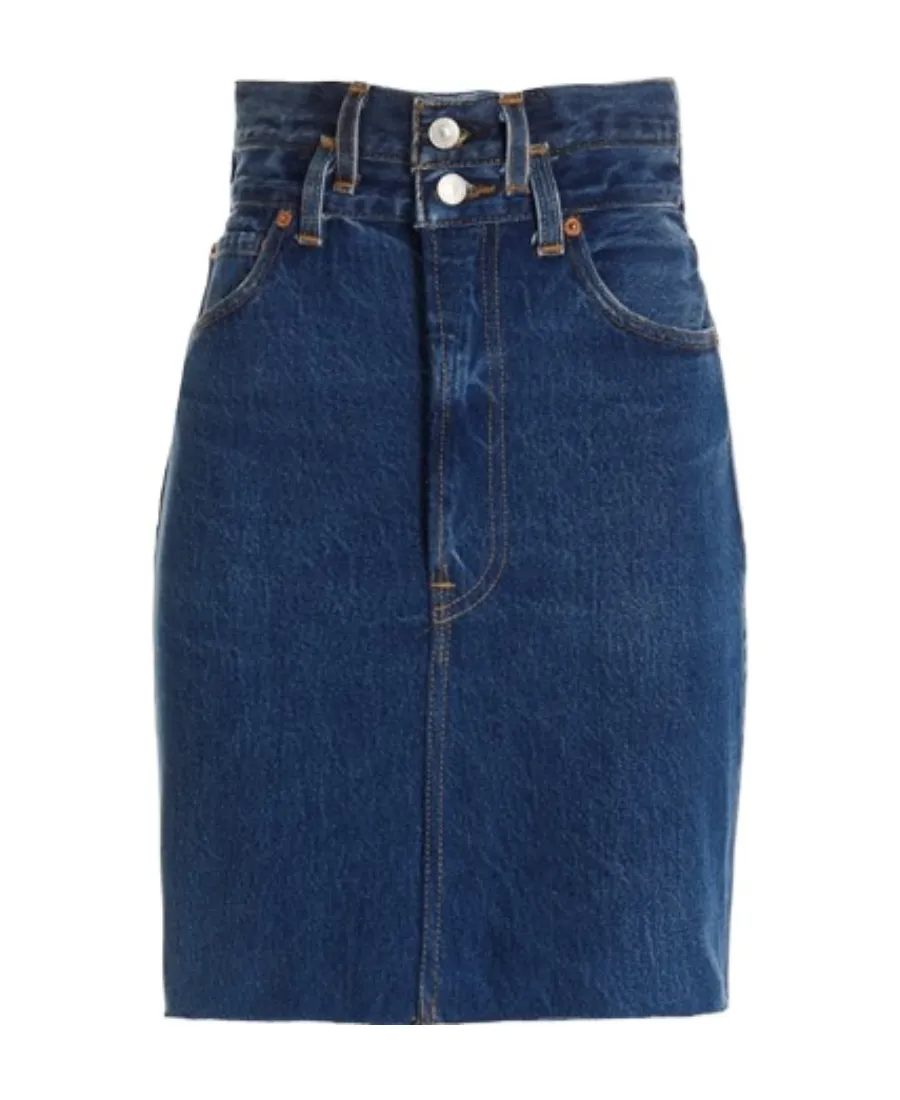 Re/Done Double Waisted Denim Skirt