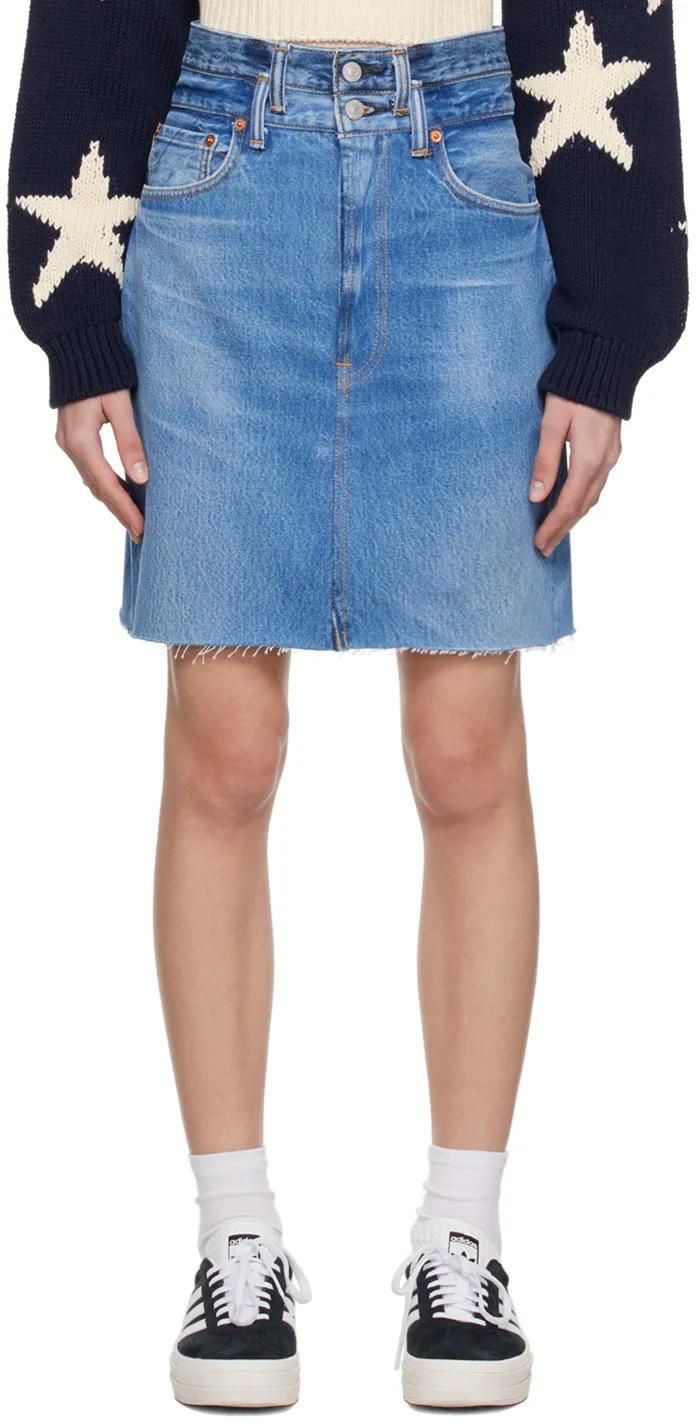 Re/Done Double Waisted Denim Skirt