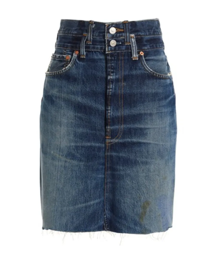 Re/Done Double Waisted Denim Skirt