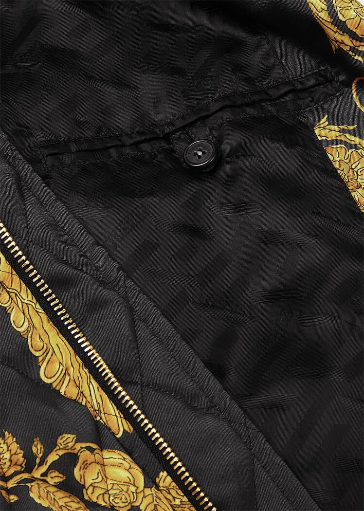 Maschera Baroque-Print Quilted Bomber Jacket