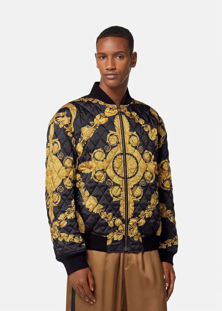 Maschera Baroque-Print Quilted Bomber Jacket