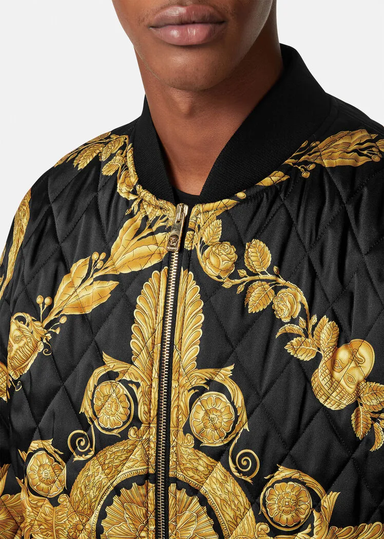 Maschera Baroque-Print Quilted Bomber Jacket