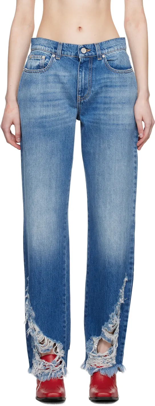 Stella Mccartney Distressed Straight-Leg Jeans