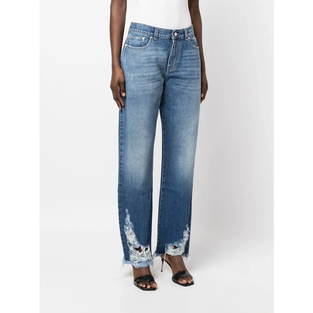 Stella Mccartney Distressed Straight-Leg Jeans