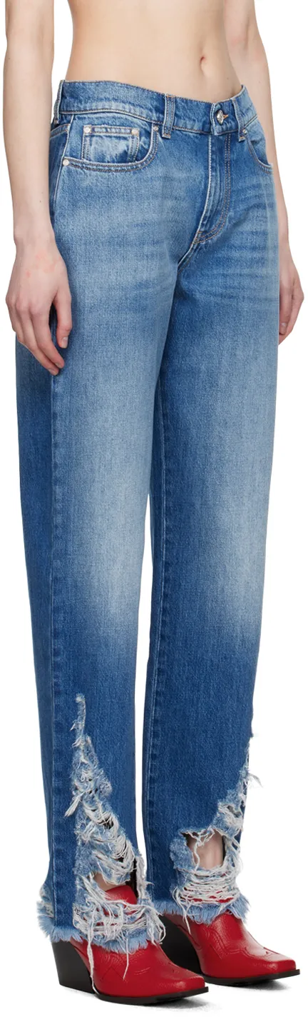 Stella Mccartney Distressed Straight-Leg Jeans