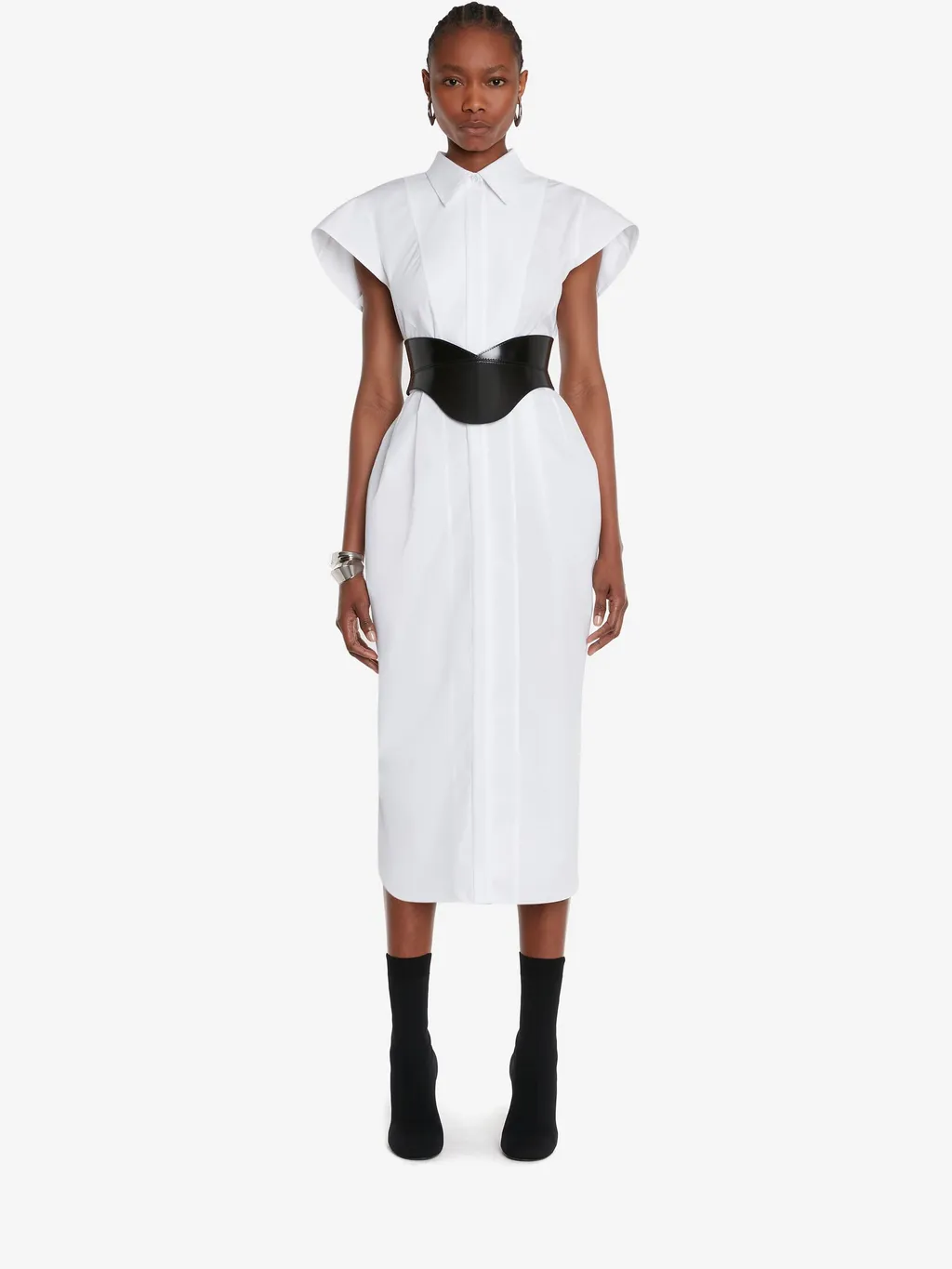 Alexander Mcqueen Short-Sleeved Buttoned Midi Dress